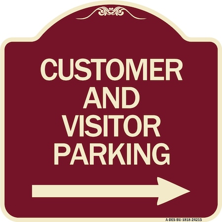 Signmission Customer and Visitor Parking W/ Right Arrow Heavy-Gauge Aluminum Sign, 18" x 18", BU-1818-24215 A-DES-BU-1818-24215